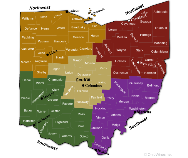 Ohio wine county map