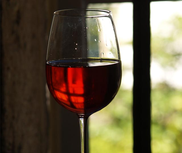 wine glass in window